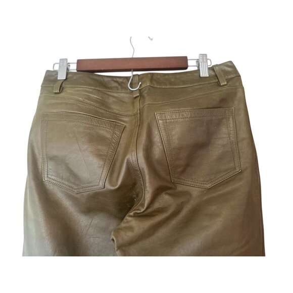 Vintage Gap Real Leather Bootcut Pants Women 10 Dark Green Western Cowgirl Grung - Picture 12 of 16
